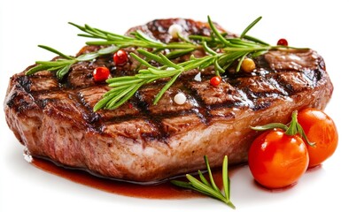 Grilled beef tomahawk steak isolated on white background