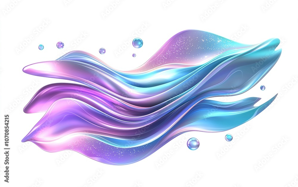 Poster colorful abstract waves with vibrant hues and bubbles flowing gracefully in a dynamic and artistic d