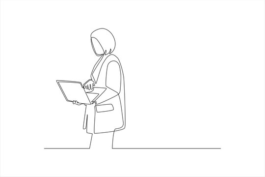 recommend clip art: A minimalist line drawing of a person using a laptop, symbolizing technology and work.