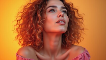 Naklejka premium Young girl's emotional face on a simple background. A stunning portrait of youthfulness and innocence.