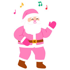 chubby santa claus in pink costume dancing illustration
