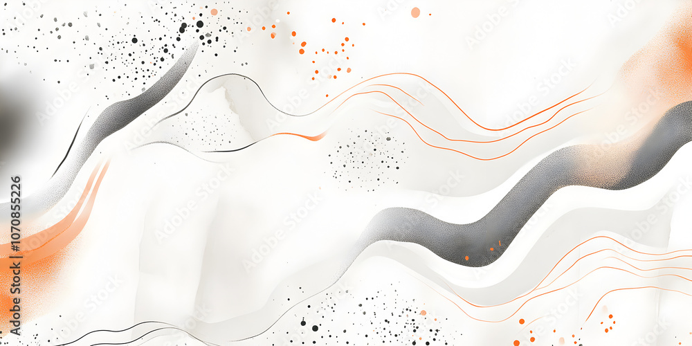 Poster abstract flow: elegant, swirling lines in shades of gray and peach create a dynamic, modern abstract