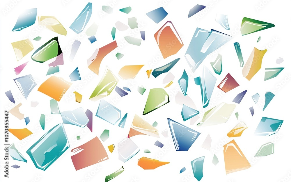 Aufkleber colorful shards of glass scattered across a white background creating an abstract artistic effect