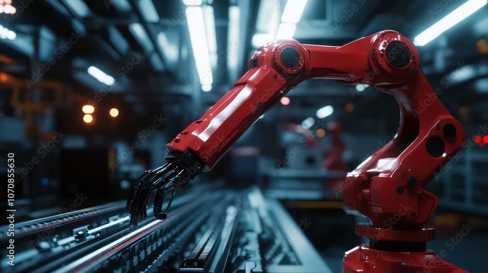 Aufkleber a robotic arm in an industrial setting, designed for automation and precision tasks.