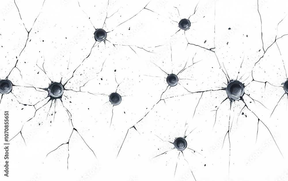 Poster abstract representation of neurons connected by synapses depicted with dark nodes on a white backgro