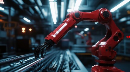 A robotic arm in an industrial setting, designed for automation and precision tasks.