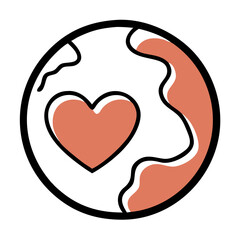 A heart is drawn on a globe, symbolizing love for the planet. The image conveys a message of caring for the Earth and the importance of preserving it for future generations