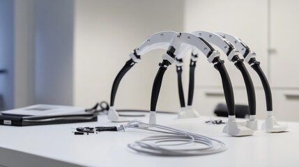 Advanced neurological testing equipment in clinical setting. Precision tools for brain function assessment, medical diagnostics, and patient care.
