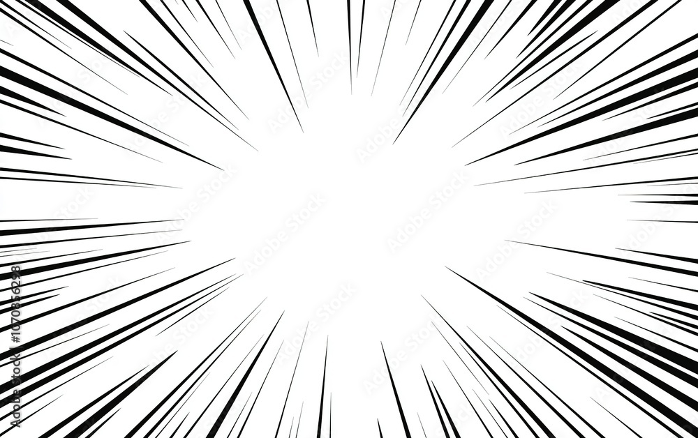 Poster dynamic burst of energy with radiating lines illustrating movement in a minimalist design