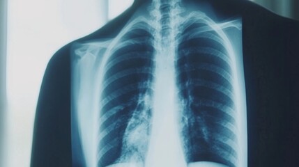 Medical chest X-ray image showing detailed anatomy of lungs and heart, essential diagnostic tool for detecting respiratory and cardiovascular conditions.
