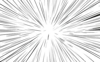 Obraz premium Dynamic comic-style burst emphasizing speed, energy, and impact with radial lines on a white background