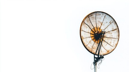 Earth receiving station in a remote desert location, where satellite signals are decoded and transmitted to control centers. The scene symbolizes global connectivity and the seamless flow of informati