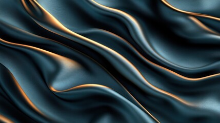 Obraz premium Smooth, flowing blue and gold satin fabric.