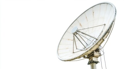Earth receiving station in a remote desert location, where satellite signals are decoded and transmitted to control centers. The scene symbolizes global connectivity and the seamless flow of informati