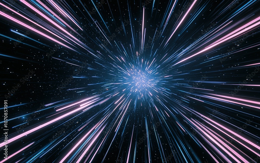 Aufkleber explosive colors of light streaking through space creating a vibrant cosmic effect in a starry backg