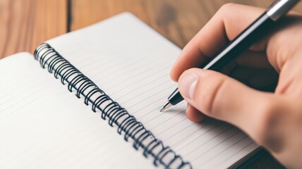 Hand Writing in a Clean Bullet Journal