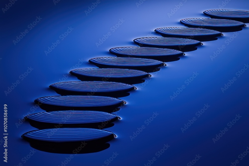 Poster a row of rippling circles on a deep blue surface
