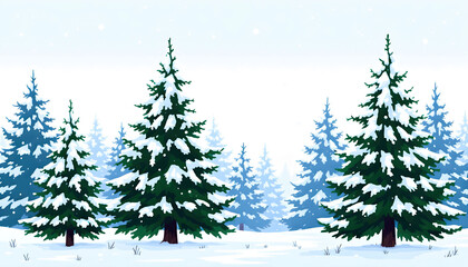 Fototapeta premium winter landscape with fir trees
