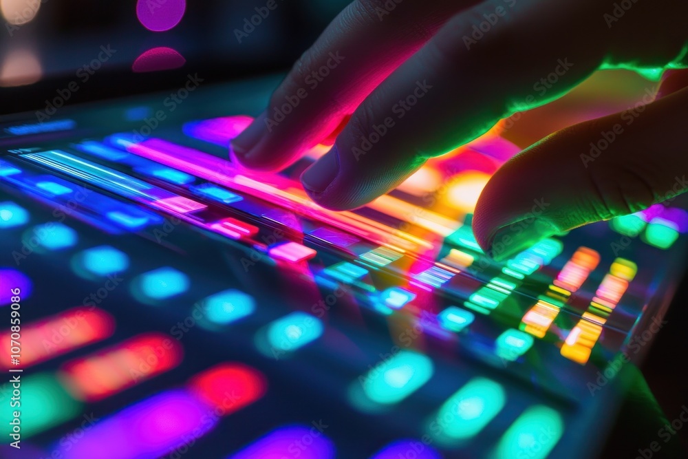 Poster A Hand Interacting with a Colorful Interactive Surface