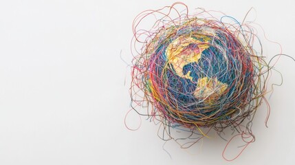 Global communications disruption illustration depicting a world map with broken connections, symbolizing the impact of severed networks on international collaboration and information exchange.