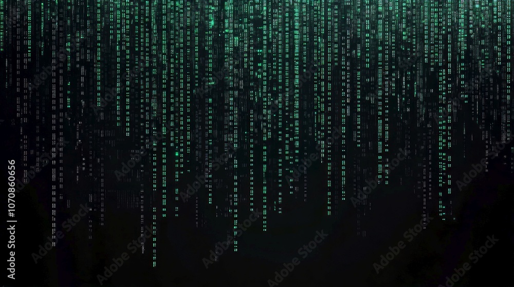 Aufkleber a mesmerizing digital artwork featuring cascading green code in a dark background. this modern style