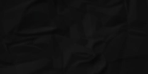 Vector parchment wrinkle empty black color crumple paper texture pattern abstract background. Crumpled black paper abstract shape background with space paper for texture.	