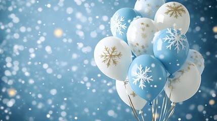 Winter balloons adorned with snowflakes in festive colors