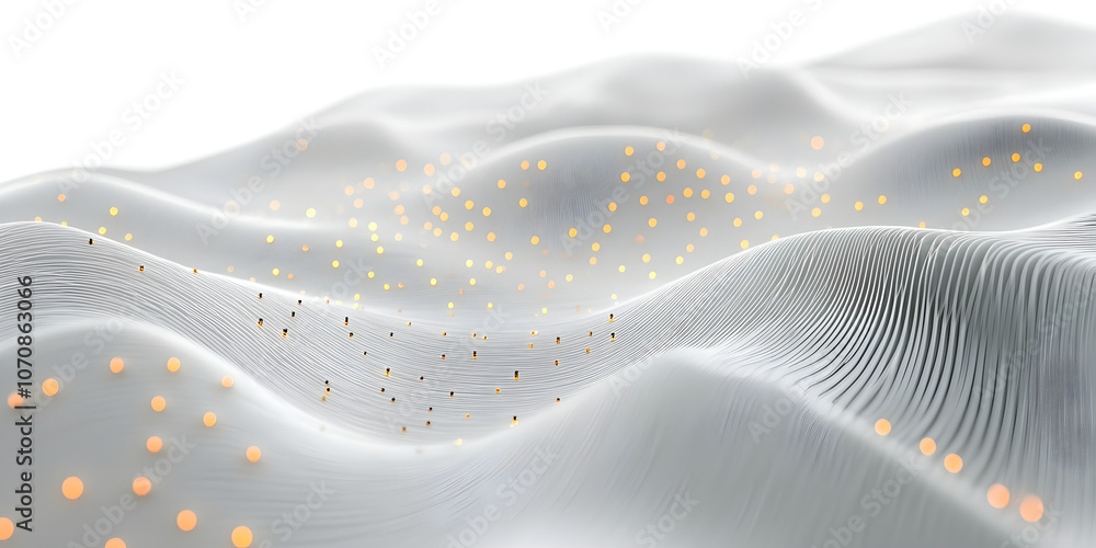 Poster abstract data flow: a mesmerizing 3d rendering of a flowing digital landscape, with glowing particle