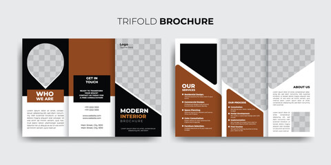 Modern and professional interior trifold brochure template, Corporate business trifold brochure template.