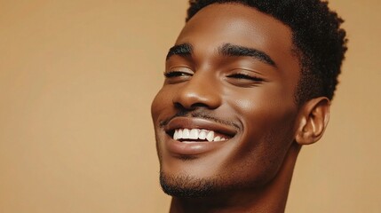 Obraz premium Charming Smile of a Man Against a Warm Background