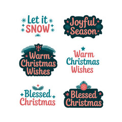 Christmas lettering quotes stickers pack set