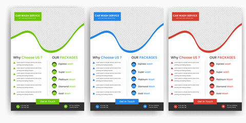 Creative Car Wash Flyer set, Abstract design carwash flyer bundle, Car Detailing, Auto Detailing Flyer, Car Wash poster templates