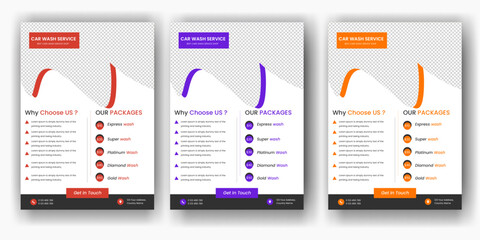 Creative Car Wash Flyer set, Abstract design carwash flyer bundle, Car Detailing, Auto Detailing Flyer, Car Wash poster templates