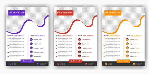 modern car wash car detailing and rental flyer, car service, and price list flyer, automobile car service flyer