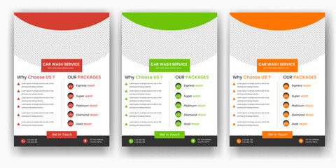 modern car wash car detailing and rental flyer, car service, and price list flyer, automobile car service flyer