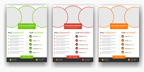 modern car wash car detailing and rental flyer, car service, and price list flyer, automobile car service flyer