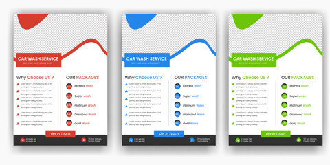Creative Car Wash Flyer set, Abstract design carwash flyer bundle, Car Detailing, Auto Detailing Flyer, Car Wash poster templates