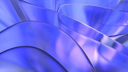 Modern clean minimal 3D render translucent abstract  wave wallpaper background. Shiny curved organic shape layer design element for banners and covers. Wavy transparent glossy glass shader.  