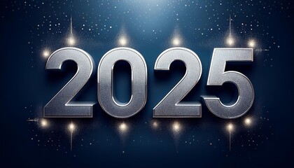 New year 2025 on a dark blue background