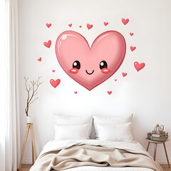 Embracing love  a cheerful heart brings warmth and joy to any space with its playful design and colors, digital illustration of character design concept.