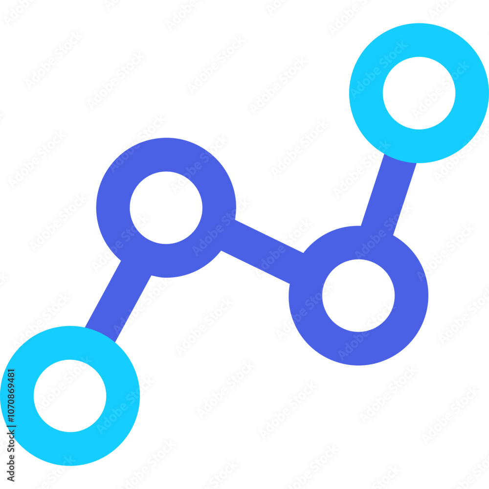 Aufkleber abstract representation of molecular structure in blue and cyan colors on a white background showcas