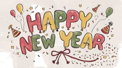 Fototapeta premium Happy New Year Balloon Illustration Design.