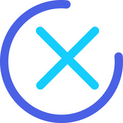 Obraz premium Circular Logo Design Featuring a Blue X Symbol Against a White Background, Representing Innovation and Modern Technology in Branding
