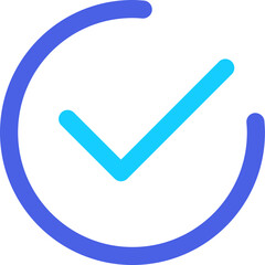 A Simple Blue and Turquoise Checkmark Inside a Circular Design Symbolizing Completion and Success on a Digital Platform