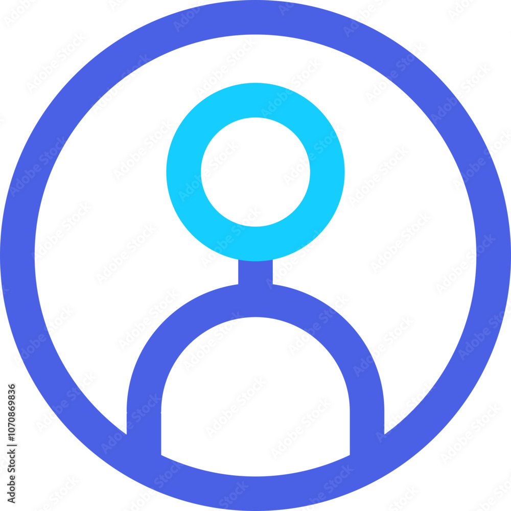 Aufkleber simple blue icon representing a user profile, designed for digital platforms and applications