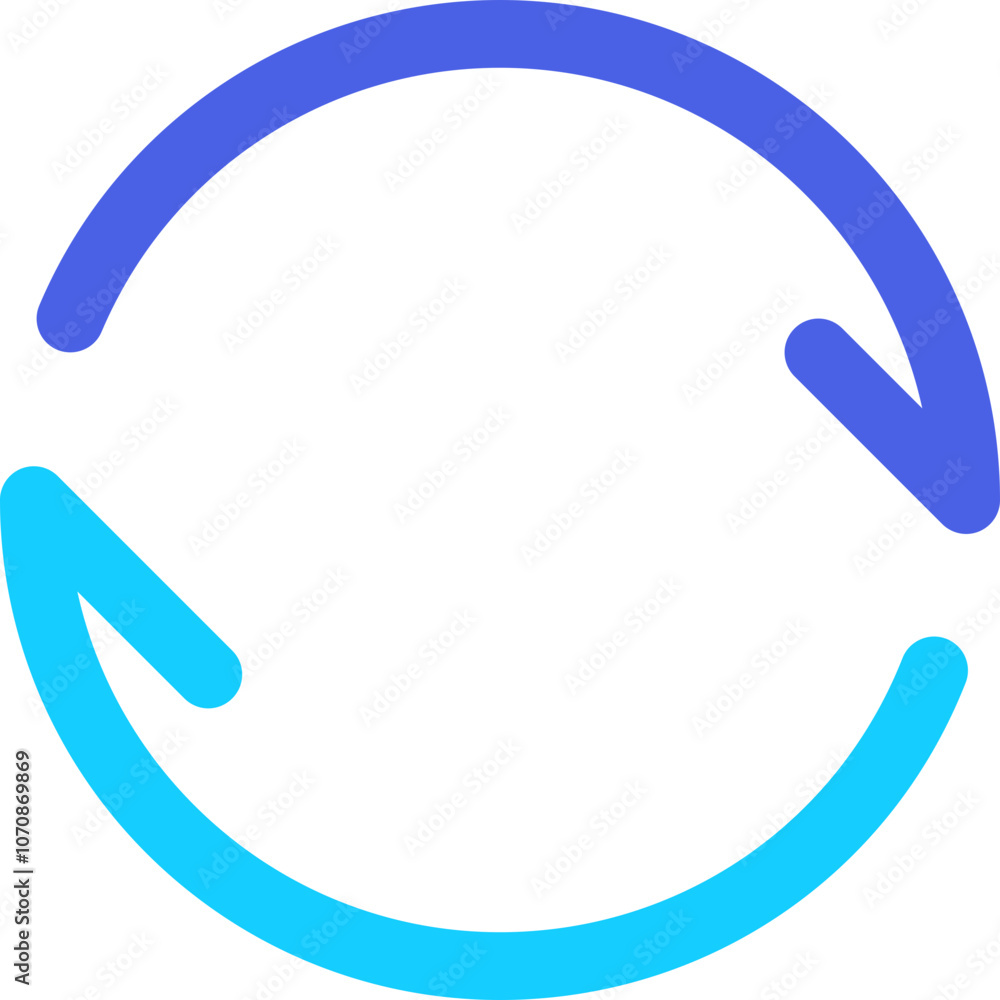 Poster graphic depicting a circular arrow design with blue gradients representing concepts of recycling and