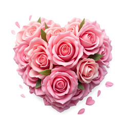 Obraz premium Love flourishes in every petal of the heart shaped bouquet celebrating affection and beauty, digital illustration of floral arrangement concept.