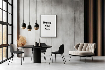 Minimalistic and modern design with the inscription "Happy New Year"