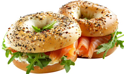 Smoked Salmon and Cream Cheese Bagel with Arugula, Avocado, and Fresh Dill, Perfectly Crafted for a Flavorful and Healthy Breakfast or Brunch