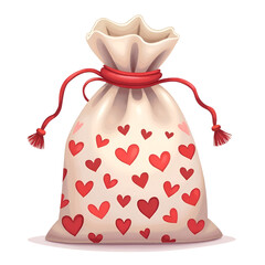 The heart filled bag symbolizes the joy and abundance of love in every corner of our lives, digital illustration of symbolism concept.